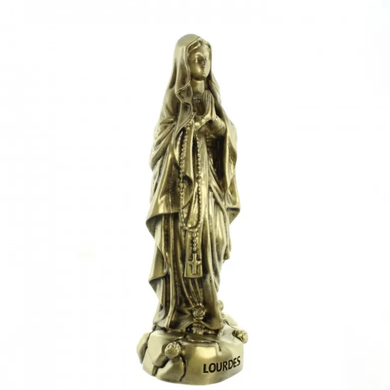 Palais du Rosaire Statue de Notre Dame de Lourdes de 20cm en résine imitation bronze^ Statue De Notre Dame De Lourdes
