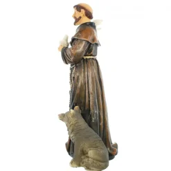 Palais du Rosaire Statue de Saint François d'Assise au loup en résine de 20cm^ Autres Statues De Saints