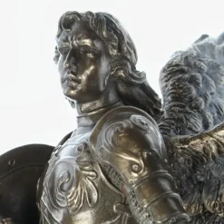 Palais du Rosaire Statue de Saint Michel contre le démon, bronze coulé à froid 23cm^ Statue En Bronze Et Métal | Statue De Saint Michel
