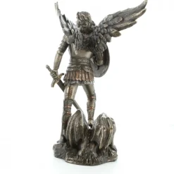 Palais du Rosaire Statue de Saint Michel contre le démon, bronze coulé à froid 23cm^ Statue En Bronze Et Métal | Statue De Saint Michel