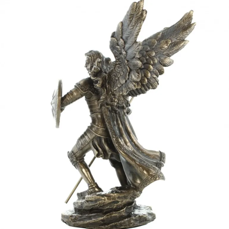 Palais du Rosaire Statue détaillée de Saint Raphaël effet bronze 24cm^ Autres Statues De Saints