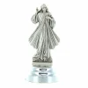 Palais du Rosaire Statue du Christ Miséricordieux en métal sur un socle aimanté 6cm^ Jésus Miséricordieux | Statue En Bronze Et Métal