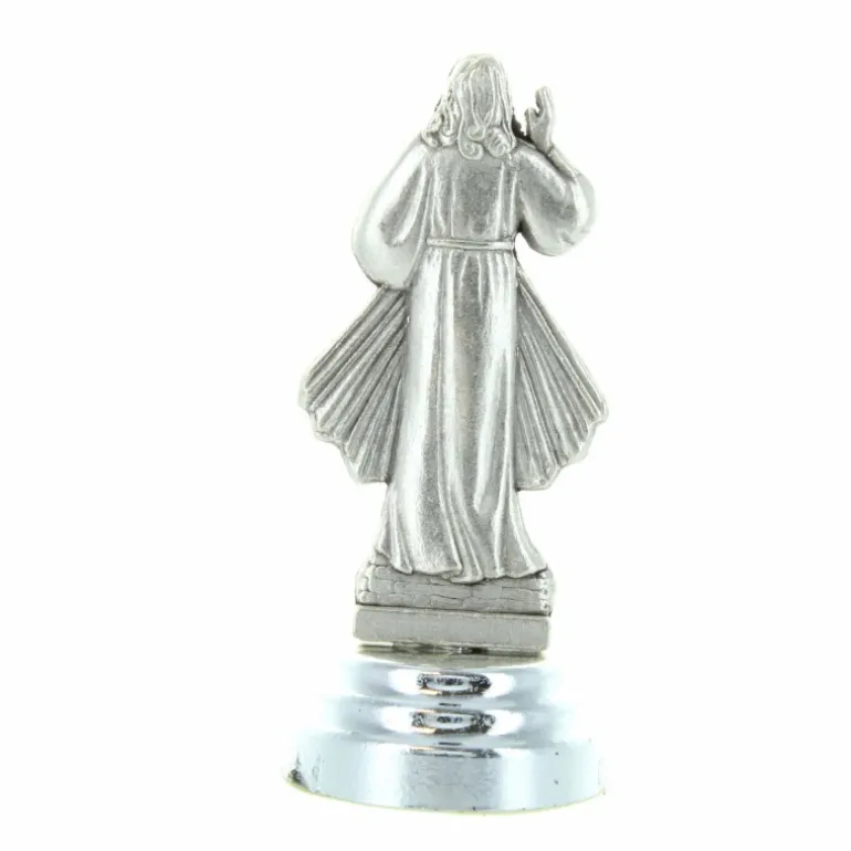 Palais du Rosaire Statue du Christ Miséricordieux en métal sur un socle aimanté 6cm^ Jésus Miséricordieux | Statue En Bronze Et Métal