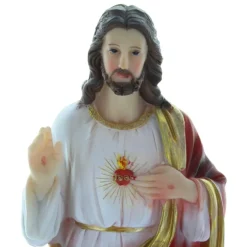 Palais du Rosaire Statue du Sacré Coeur de Jésus en résine colorée 30cm^ Sacré-Coeur De Jésus