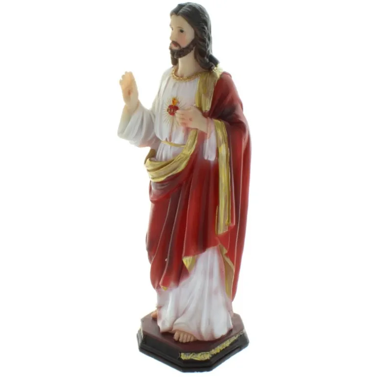 Palais du Rosaire Statue du Sacré Coeur de Jésus en résine colorée 30cm^ Sacré-Coeur De Jésus