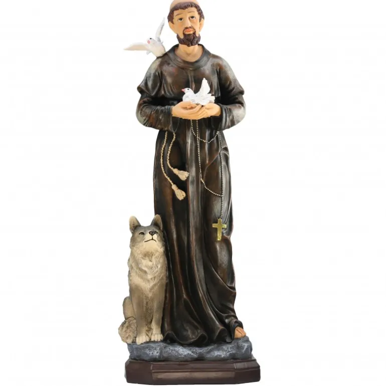 Palais du Rosaire Statue en résine de Saint François d'Assise de 81cm^ Statue De Grande Taille | Autres Statues De Saints
