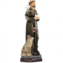 Palais du Rosaire Statue en résine de Saint François d'Assise de 81cm^ Statue De Grande Taille | Autres Statues De Saints