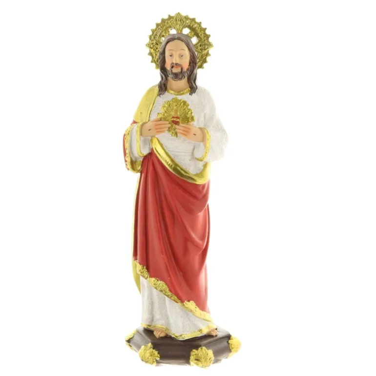 Palais du Rosaire Statue en résine du Sacré-Coeur de Jésus de 20cm^ Sacré-Coeur De Jésus