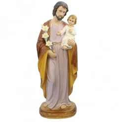 Palais du Rosaire Statue Joseph à l'enfant Jésus en résine colorée 98cm^ Statue De Grande Taille | Statue De Saint Joseph
