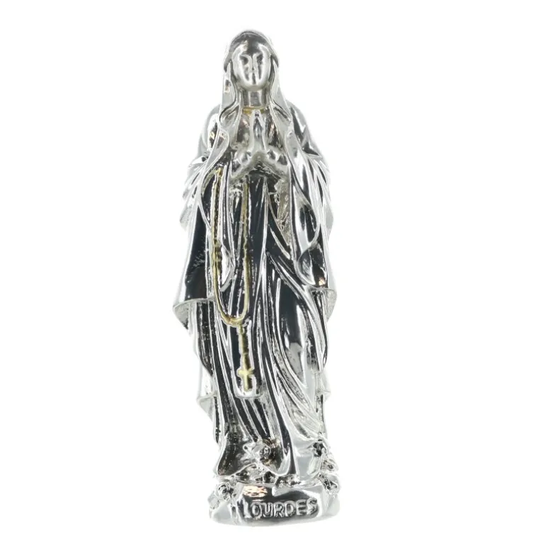 Palais du Rosaire Statue métallisée de Notre Dame de Lourdes 10cm^ Statue En Bronze Et Métal | Statue De Notre Dame De Lourdes