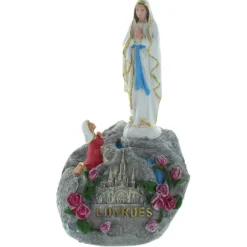 Palais du Rosaire Statue musicale de l'Apparition de Lourdes en résine colorée 19cm^ Statue De Notre Dame De Lourdes