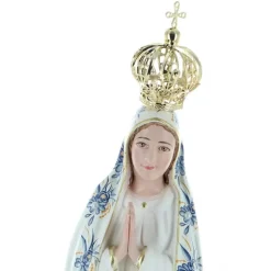 Palais du Rosaire Statue Notre Dame de Fatima décorée de fleurs en résine de 24 cm^ Statue Vierge De Fatima