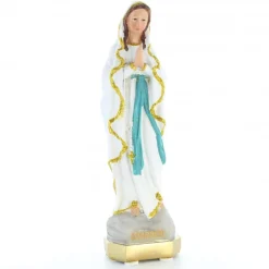 Palais du Rosaire Statue Notre Dame de Lourdes en résine colorée avec paillettes dorées 20cm^ Statue De Notre Dame De Lourdes