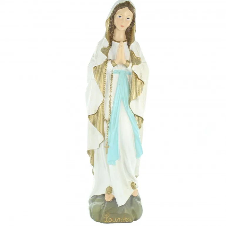 Palais du Rosaire Statue Notre Dame de Lourdes à paillettes 46cm^ Statue De Notre Dame De Lourdes