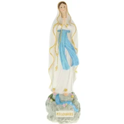 Palais du Rosaire Statue Notre Dame de Lourdes avec socle décoré de 40cm en résine^ Statue De Notre Dame De Lourdes