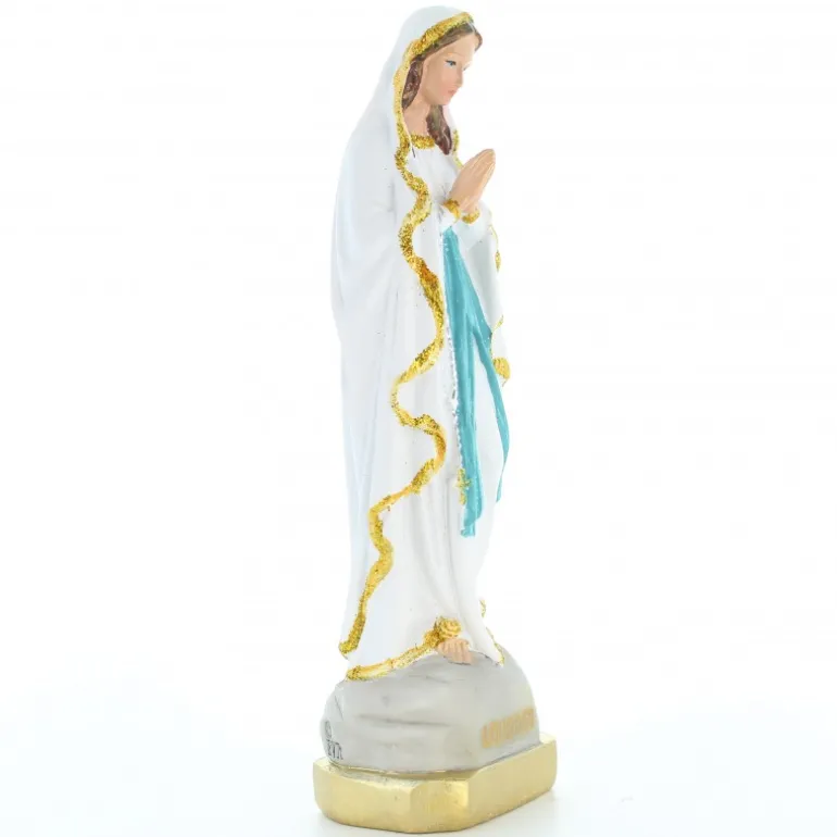 Palais du Rosaire Statue Notre Dame de Lourdes en résine colorée avec paillettes dorées 15cm^ Statue De Notre Dame De Lourdes