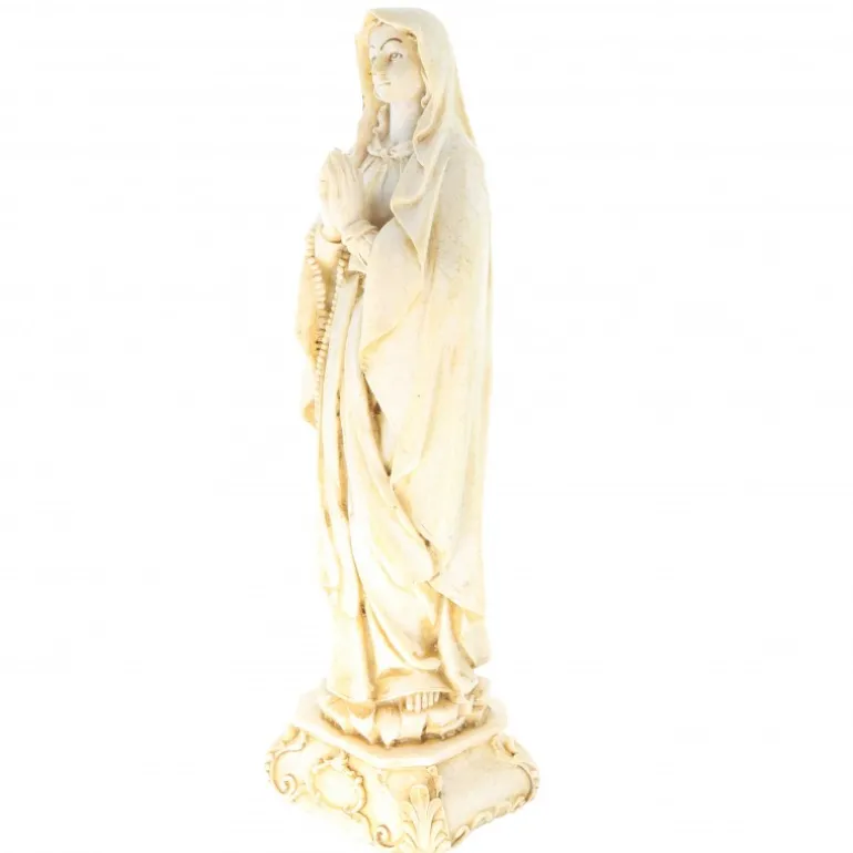 Palais du Rosaire Statue Notre Dame de Lourdes en pierre et résine beige 30cm^ Statue De Notre Dame De Lourdes