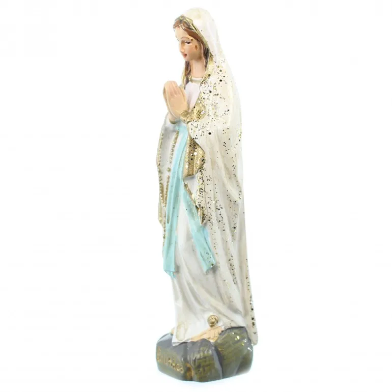 Palais du Rosaire Statue Notre Dame de Lourdes à paillettes en résine 10cm^ Statue De Notre Dame De Lourdes