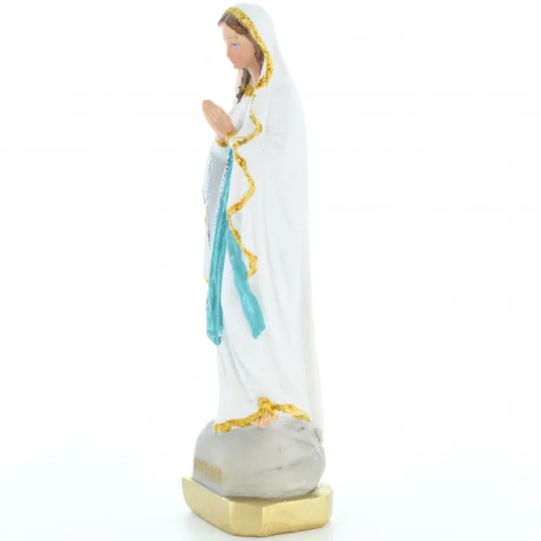 Palais du Rosaire Statue Notre Dame de Lourdes en résine colorée avec paillettes dorées 15cm^ Statue De Notre Dame De Lourdes