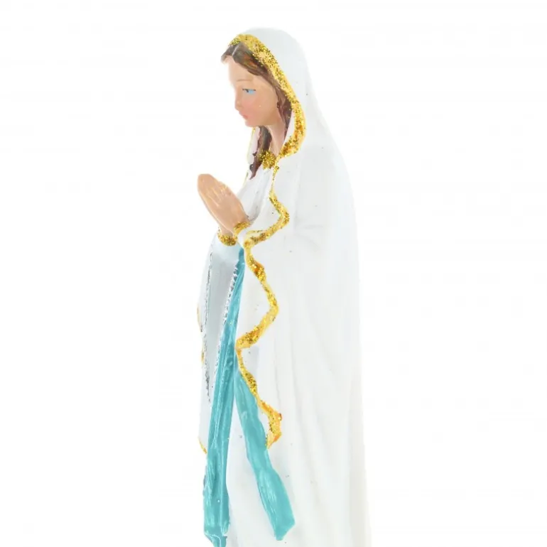 Palais du Rosaire Statue Notre Dame de Lourdes en résine colorée avec paillettes dorées 15cm^ Statue De Notre Dame De Lourdes