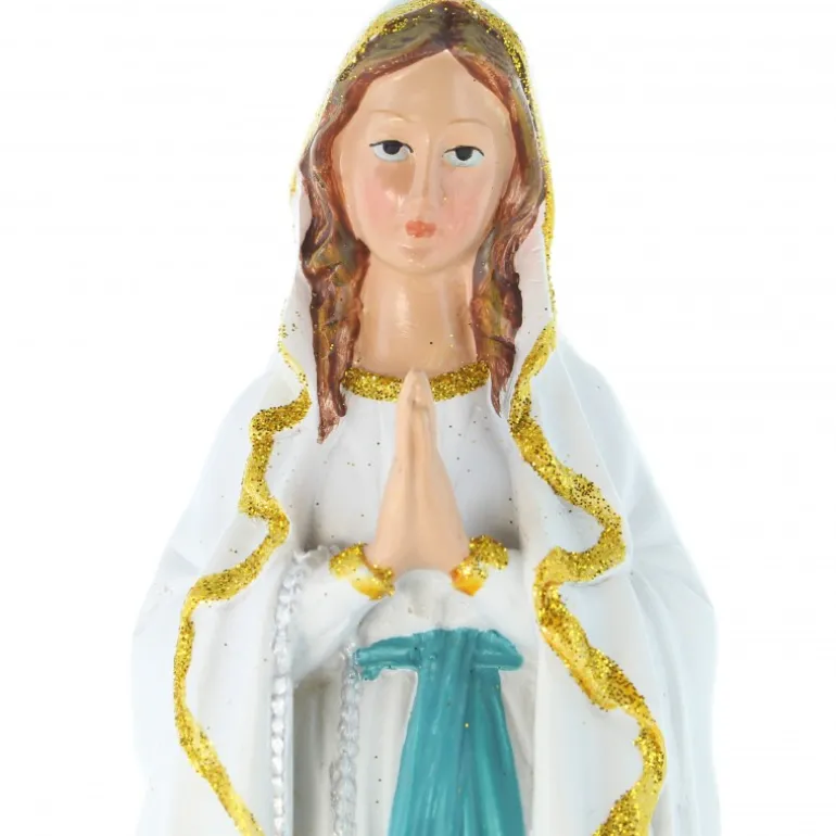 Palais du Rosaire Statue Notre Dame de Lourdes en résine colorée avec paillettes dorées 30cm^ Statue De Notre Dame De Lourdes