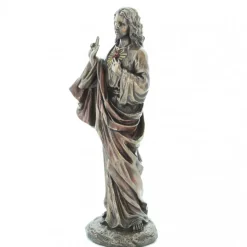 Palais du Rosaire Statue Sacré Coeur de Jésus en bronze coulé à froid 21cm^ Statue En Bronze Et Métal