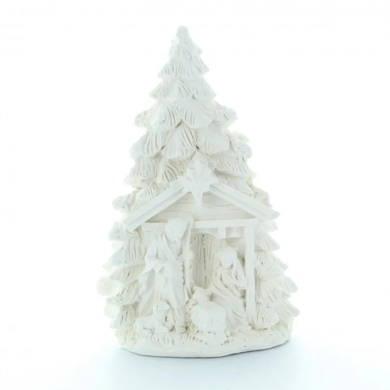 Palais du Rosaire Statue Sainte Famille devant un sapin 15 cm^ Décoration De Noël