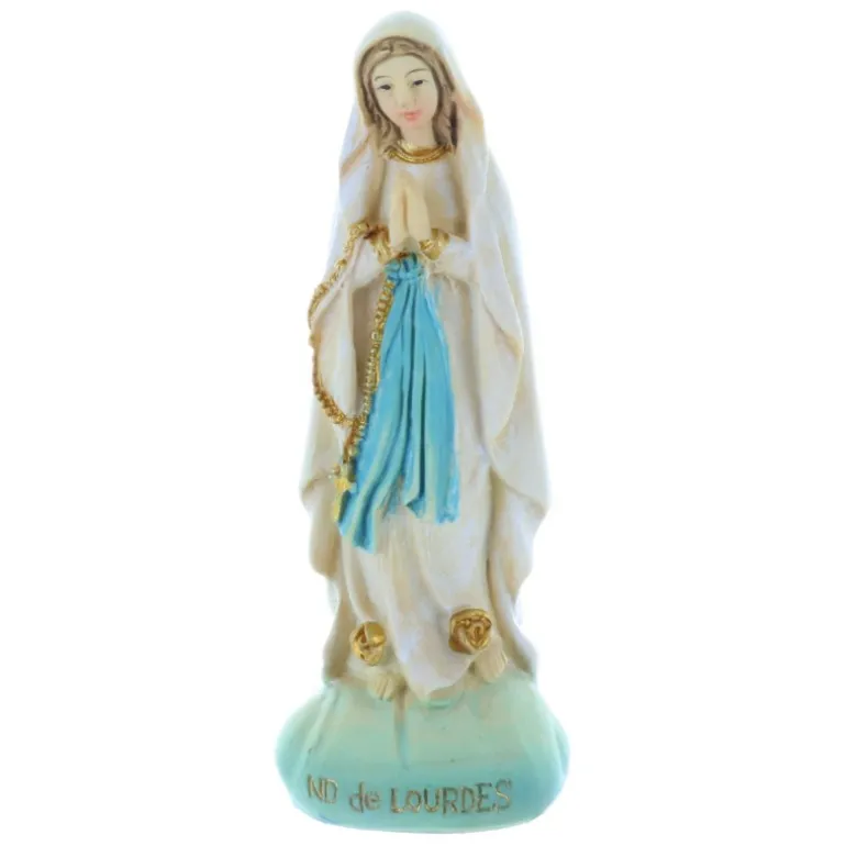Palais du Rosaire Statue Vierge Marie en résine colorée sur rocher 8 cm^ Statue De Notre Dame De Lourdes