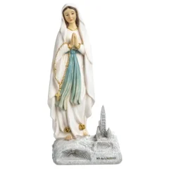 Palais du Rosaire Statue Vierge Marie et Basilique de Lourdes en résine 14 cm^ Statue De Notre Dame De Lourdes