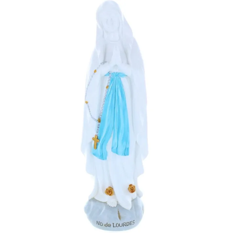 Palais du Rosaire Statue Vierge Marie sur rocher 30cm en résine coloré^ Statue De Notre Dame De Lourdes