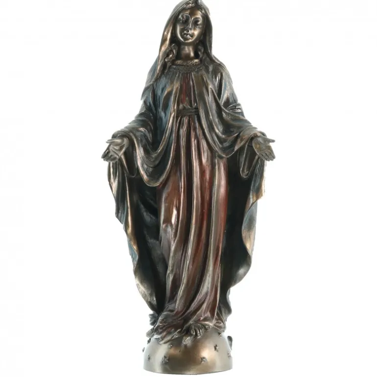 Palais du Rosaire Statue Vierge Miraculeuse en bronze coulé à froid 21cm^ Statue Funéraire | Statue En Bronze Et Métal