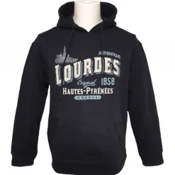 Palais du Rosaire Sweat-shirt unisexe bleu marine Vintage Lourdes^ Vêtement