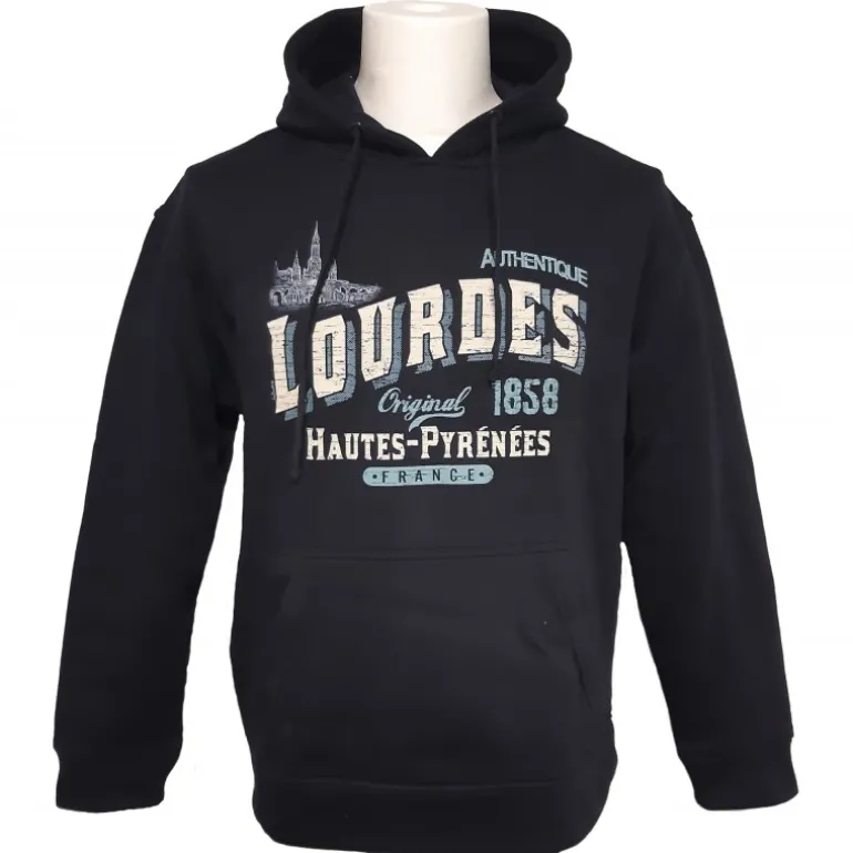 Palais du Rosaire Sweat-shirt unisexe bleu marine Vintage Lourdes^ Vêtement