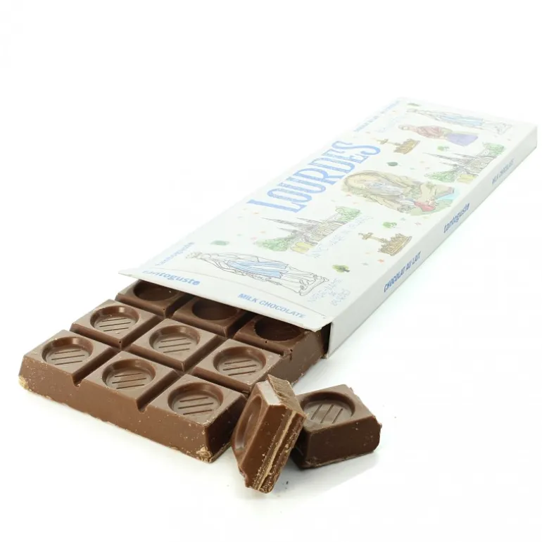 Palais du Rosaire Tablette chocolat au lait 300g et image de Lourdes^ Saveur Pyrénéenne Et Régionale | Coffret Gourmand Lourdes
