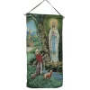 Palais du Rosaire Tenture en tissu de l'Apparition de Lourdes brodée en dorée^ Cadre Religieux