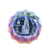 Palais du Rosaire Verre gravé laser 3D reflets colorés et Apparition de Lourdes 2,5 cm^ Verre Gravé